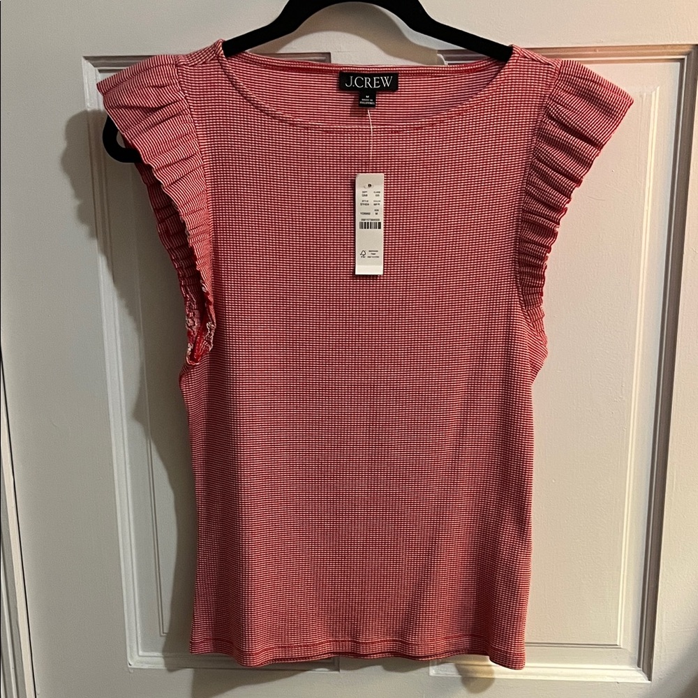 J. Crew Coral Ruffle Sleeve Blouse
